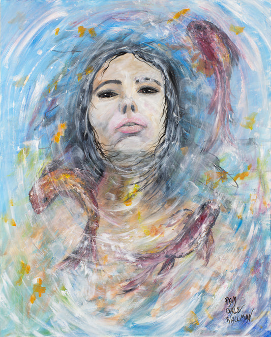 "Swimming With Her Koi"